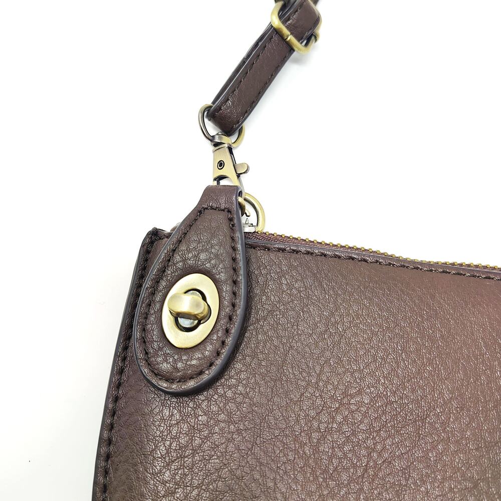 Joy Susan Crossbody Brown Faux Leather Vegan Purse Bag Minimalist Chic Boho - Picture 4 of 9